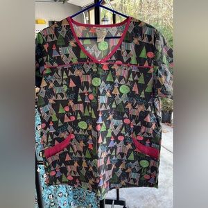 Christmas Scrub Top